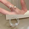 Pulsera de dedo índice de alta calidad con anillo ajustable de apertura envolvente de perla exquisita y ligera de lujo con diseño de nicho elegante y ligero