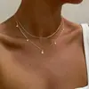 Colar com Pingente de Zircônia Gota d'Água e Franja Corrente de Cobre para Clavícula Joia de Pedra Preciosa de Alto Padrão para Mulheres Verão Exclusivo de Fornecimento Transfronteiriço