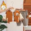 Traje de Terciopelo para Niño Invierno Engrosado 2024 Nuevo Invierno Infantil Estilo Occidental Bebé Casual Traje de Béisbol Conjunto de Tres Piezas