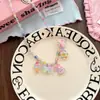 Collar de Princesa de Dibujos Animados de Resina Lindo para Niños Coreanos Cadena de Cuello con Colgante de Perlas de Color Dopamina para Primavera y Verano Decoraciones