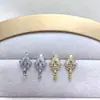 Moda, joyería hecha a mano, accesorios DIY al por mayor, aretes de perlas, broqueles con diseño simple de espiga de trigo y circón microincrustado