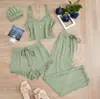 Pijama de mujer más vendido transfronterizo, conjunto casual de camisola acanalada, disponible en tallas grandes, ropa de casa para mujer al por mayor para comercio exterior