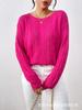 Jersey de Punto Holgado para Mujer Estilo Nuevo de Primavera y Otoño Transfronterizo Europeo y Americano Estilo Corto Jersey Holgado para Ir al Trabajo Cuello Redondo Camiseta de Fondo de Punto