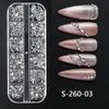 Full Beauty Transfronterizo Nuevo Arte de Uñas Joyería Caja de 12 Cuadrículas Diamante de Resina de Fondo Plano con Forma Especial Decoraciones Mixtas