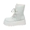 Zapatos de algodón con suela gruesa, forro de felpa y engrosados para mujer, novedad de invierno 2026, retro, doble uso, cuello plegable, cálidos, peludos, botas de nieve