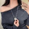 Collar largo de platino bañado en cobre con diseño de nicho, cadena de lana tridimensional con gran amor, collar de uso apilado, cadena de lana con sentido avanzado