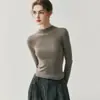 Suéter de Lana Sin Costuras de una Pieza Lavable a Máquina para Mujer, Cuello Semi Alto, Tejido Fino, Prendas de Punto Ajustadas como Capa Base
