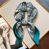 Bufanda de seda estampada vintage, estilo europeo y americano, con cinta de pelo de anacardo, pequeña bufanda de seda cuadrada de 70 cm, bufanda de seda sintética para mujer.