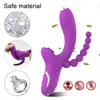 Vibrador Succión y Vibración 3 en 1 con Sonda Anal - 10 Modos de Vibración + 10 Modos de Succión, Resistente al Agua IPX6 Carga Magnética Masajeador Íntimo de Silicona para Mujeres