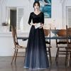 Vestido de Noche de Terciopelo con Degradado de Cielo Estrellado 2026 Nuevo Estilo Talla Grande Ropa de Alto Nivel para Anfitrión de Banquete Uniforme de Director