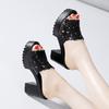 Sandalias de Verano 2025 Plataforma para Mujer Suela Gruesa Impermeable Plataforma Boca de Pez Más Fáciles de Combinar Moda Ropa Exterior Talla Grande Tacón Grueso Pantuflas de Tacón Alto