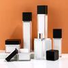Set de Botellas Negras Acrílicas en Stock, Botellas Cosméticas de Vacío, Materiales de Empaque, Botellas para Loción y Crema, Botellas Dispensadoras de Tipo Prensa