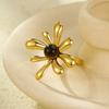 Anillo Abierto de Acero Inoxidable de Moda con Pétalos Irregulares Transfronterizo Europeo y Americano, Anillo de Lujo de Alta Gama para Mujer