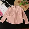 Jaqueta Zíper Gola Alta Feminina Primavera e Outono Estilo Coreano Pele Macia Amiga da Pele Cor Sólida Bolsos Versátil Cardigan Casual Infantil