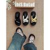 Pantuflas de Moda con Suela Gruesa para Aumentar la Altura, sin Cordones, con Pedrería, Ropa de Exterior de Alta Gama, Elegantes, Versátiles, Antideslizantes, Cómodas, Nuevo Modelo de Verano 2025