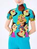 Miyake Top Elegante Cuello Alto Medio Estampado Elástico Moda Versátil Camiseta Fondo de Camisa de Otoño e Invierno Ropa Interior para Mujer