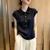 Camisa polo de moda única y chic estilo francés, top versátil de manga corta de color liso para mujer, verano 2026