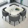 Mesa de Jantar Moderna Simples Mesa de Jantar para Apartamento Pequeno Mesa e Cadeiras de Jantar Combinação de Negociação Mesa Redonda para Sala de Estar Cadeiras de Jantar Totalmente Armazenáveis