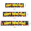Banner de Año Nuevo Transfronterizo Feliz Año Nuevo Nochevieja Decoración de Patio Sala de Estar Banner Negro Dorado Personalización