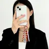 Pingente de Celular Flor Azul Fresca Estilo Ins, Franja de Miçangas Coração de Cristal, Pingente de Bolsa Feminino para Mulheres