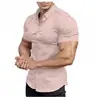 2026 Camisa de Manga Corta de Color Sólido de Verano para Hombre, Transpirable, Ajuste Delgado, para Músculo, Ropa Casual para Hombre, Transfronteriza Europea y Americana