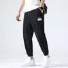 Pantalones Casuales de Seda Helada de Nueve Puntos para Hombre Pantalones de Hombre Verano Finos Estilo Hong Kong Modernos Deportivos Pierna Ancha Transpirables Pantalones de Verano