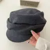 Boina Retro Japonesa Plisada Estilo Yamamoto Mezcla de Lana Sombrero Ecuestre Gorra de Artista de Copa Plana Newsboy para Mujer