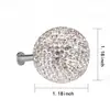 Manípulo de cristal autoproduzido incrustado com diamantes, europeu e americano, para armário, guarda-roupa, gaveta, maçaneta de porta com diamantes, maçaneta de gaveta com bola de cristal