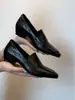 Versión de cuero suave~Mocasines de mujer negros estilo retro, sin cordones, punta fina, adelgazantes y que aumentan la altura para ir al trabajo