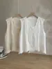 Camisola artística bordada em renda para mulheres, novo estilo de verão, com ombros largos, algodão, branca, sem mangas, top requintado e único