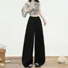 Calça de terno retrô 2026, calça casual larga de cintura alta e perna larga para mulheres, calça reta de outono, calça versátil de comprimento total