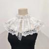 Gola Falsa de Renda Versátil com Bordado de Renda de Algodão de Camada Dupla Vintage Gola de Boneca Lolita Amarrada com Renda