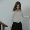 Cardigan Tricot Clássico Preto Reewhite Gola Redonda Lavável à Máquina para Mulheres Outono Inicial Novo Versátil Casaco Suéter de Manga Longa