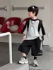 Tairu 2026 Nuevo Estilo de Verano Traje Deportivo Cortavientos de Secado Rápido Transpirable Estilo Coreano para Niños Niños, Pantalones Cortos Cómodos de Manga Corta, Moderno