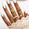 Conjunto de Anéis Femininos Cruzados Criativos Simples de Temperamento Anéis Empilháveis Ajustáveis Abertos com Pedras Strass Inlaid de Alta Qualidade