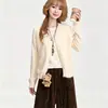 Suéter falso de dos piezas para mujer, corte holgado, cuello redondo, nuevo estilo suave de principios de otoño, abrigo de punto, top casual japonés y coreano