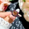 Nuevo Conjunto de Anillo Abierto Colgante Pendiente Negro y Dorado Corte Rosa Corte Milenio Morganita Brillante Circonita