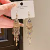 Pendientes de Borla de Gota de Cristal Incrustados de Diamantes de Lujo Ligero Estilo Étnico Retro Gama Alta Nicho Pendientes de Temperamento Exquisito