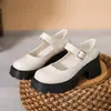 Sapatos de Salto Alto 2026 Primavera/Verão Lolita Couro Envernizado Estilo Fada Sapatos Individuais para Mulheres com Fivela, Cor Sólida Sapatos Mary Jane de Salto Grosso para Mulheres