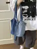 Bolso de mujer nuevo, casual y versátil, color denim vintage con bloques de color, bolso de hombro y bandolera tipo cubo, bolsa de mano simple para el día a día