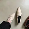 Primeiro Encontro Ji Estilo Europeu e Americano Bico Fino Baixo Couro Macio Mocassins para Mulheres Design Pregueado Slip-on Para Ir ao Trabalho Sapatos Femininos
