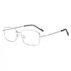 Gafas de Metal de Marco Cuadrado Fino Anti-Luz Azul de Lujo Ligero para Negocios con Patillas Antideslizantes para Hombres, Gafas sin Graduación Wm69162