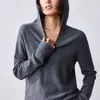 Sudadera gris sin costuras de estilo casual para mujer con hilo moteado de colores, abrigo suéter con capucha, top cálido de punto holgado