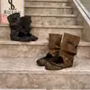 Botas apilables de estilo coreano 2026, modelo nuevo, con lazo desmontable, uso bidireccional, botines de moda, botas geniales, zapatos planos para mujer