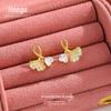 Hee goo E1928 brincos de folha de ginkgo em prata S925 para mulheres, luxo leve, temperamento sofisticado, novo amor, zircônia, original