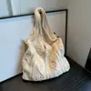 Bolsa de Crochê de Lã Feita à Mão Tricô Retrô Bolsa Tote Versátil Bolsa de Ombro Bolsa de Mão Feminina Bolsa Feminina