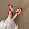Sandálias Romanas Planas Casuais Estilo Resort Novo Design Verão 2026 Sandálias Chinelo Romanas Tecidas Retrô para Mulheres