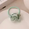 Corea Flor Rosa Amarilla Historia Flor Scrunchie Diadema de Pelo de Alta Gama Suave Dulce Camelia Goma para el Cabello Accesorios para la Cabeza Elásticos