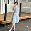 Vestido de Tirantes para Niñas de Verano 2026 Nuevo Dulce Estilo Coreano Sin Mangas Patchwork Vestido Pastel para Niños Mayores Moderno