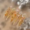 Yitu Calcomanías para Uñas Jelly texturizadas de Otoño e Invierno Color Caqui Exquisito Estilo Chino Calcomanía Estereoscópica Joyería Yt7396